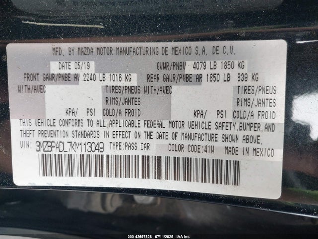 Mazda py 2019 3MZBPADL7KM113049 Image 9