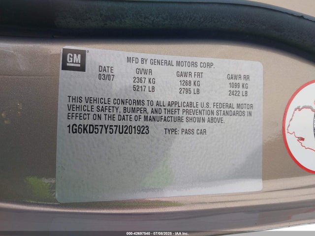2007 CADILLAC DTS 1G6KD57Y57U201923 Photo 8