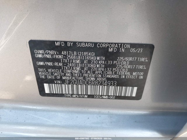 JF2GUADC6R8234933 Subaru na