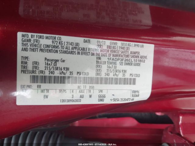 2014 FORD FOCUS 1FADP3F26EL151802 Photo 8