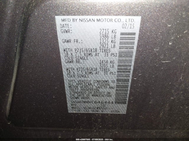 5N1AR2MN0FC646444 Nissan Pathfinder