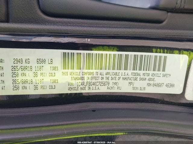 Jeep 2019 2019 1C4RJFBG4KC725670 Image 9