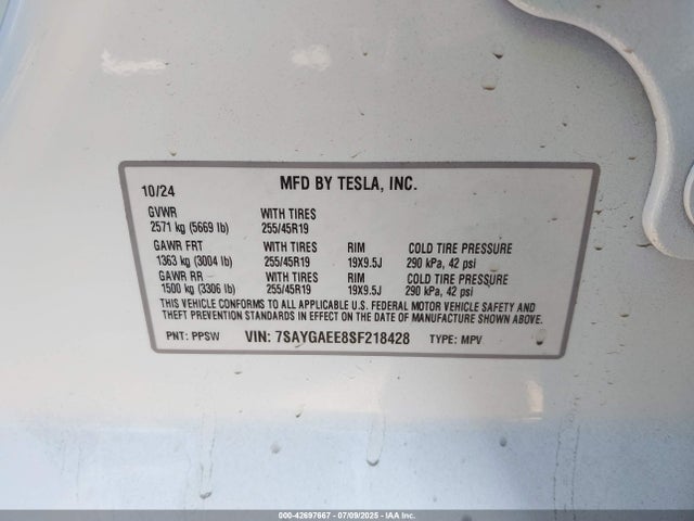 2025 TESLA MODEL Y 7SAYGAEE8SF218428 Photo 8