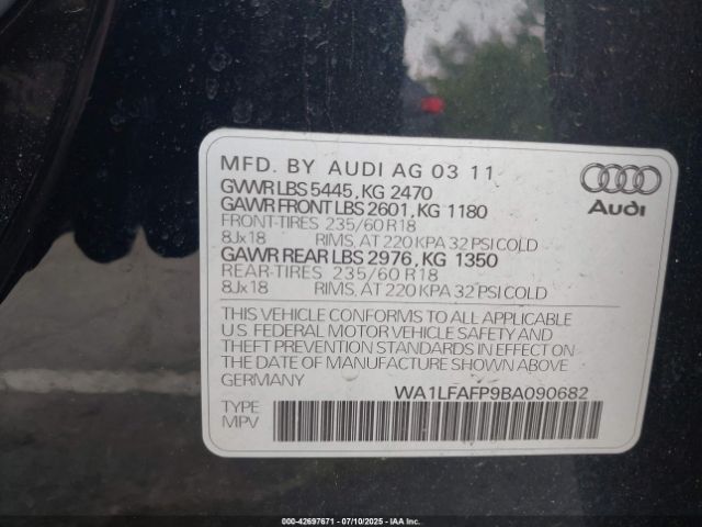 2011 AUDI Q5 WA1LFAFP9BA090682 Photo 8