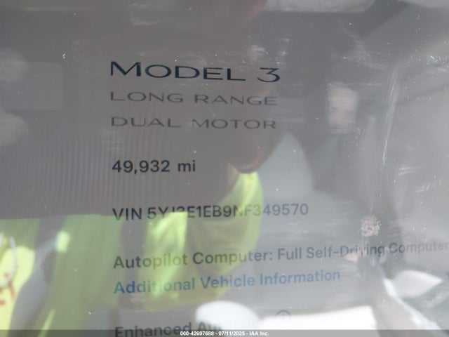 2022 TESLA MODEL 3 5YJ3E1EB9NF349570 Photo 6