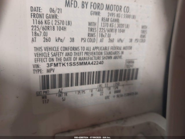Ford 2021 2021 3FMTK1SS5MMA42240 Image 9