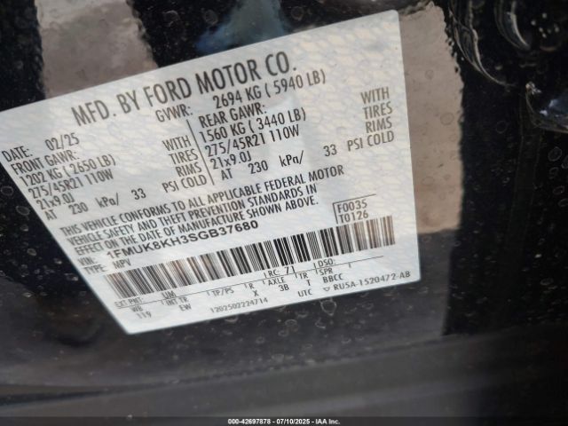 2025 FORD EXPLORER 1FMUK8KH3SGB37680 Photo 8