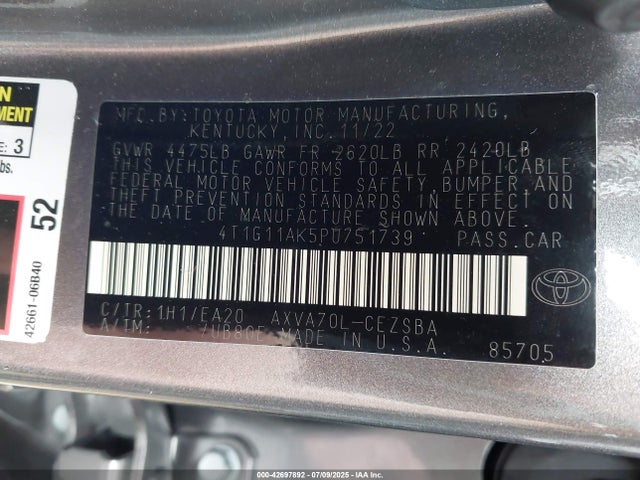 4T1G11AK5PU751739 Toyota a25a-fks