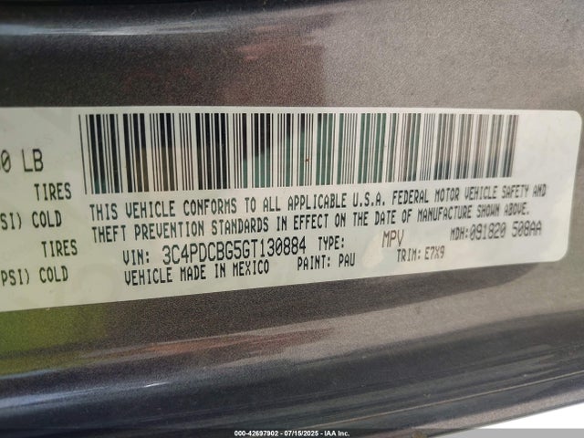 3C4PDCBG5GT130884 Dodge 2016
