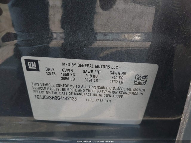 1G1JC6SH3G4142128 Chevrolet luw - e85 max
