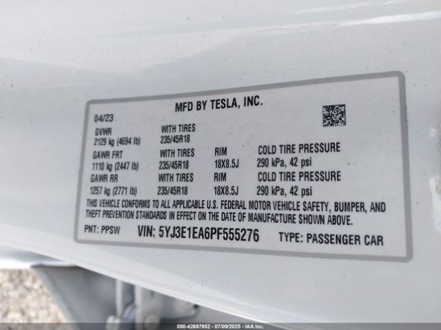 2023 TESLA MODEL 3 5YJ3E1EA6PF555276 Photo 8