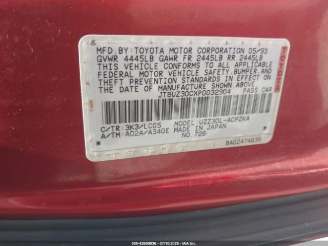 1993 LEXUS SC JT8UZ30CXP0032904 Photo 8