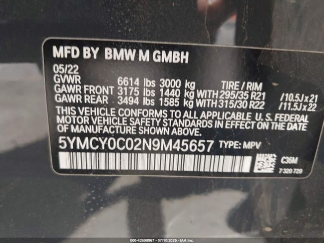 2022 BMW X6 M 5YMCY0C02N9M45657 Photo 8