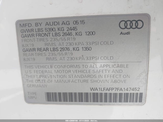 2015 AUDI Q5 WA1LFAFP7FA147452 Photo 8