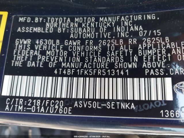 2015 TOYOTA CAMRY 4T4BF1FK5FR513141 Photo 8