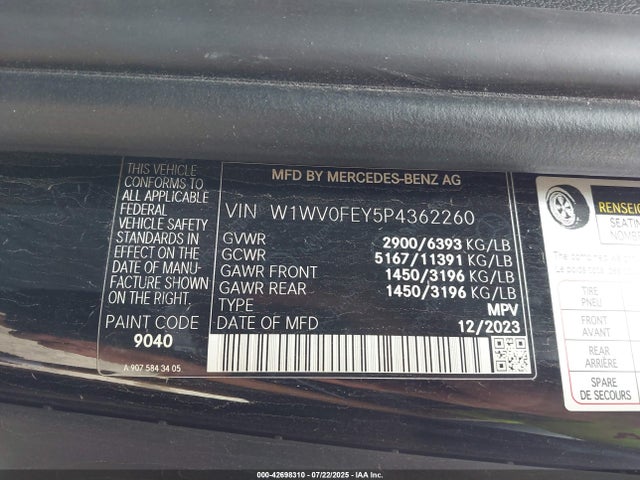 2023 MERCEDES-BENZ METRIS W1WV0FEY5P4362260 Photo 8