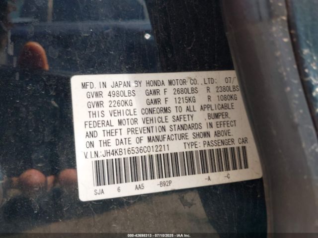 2006 ACURA RL JH4KB16536C012211 Photo 8