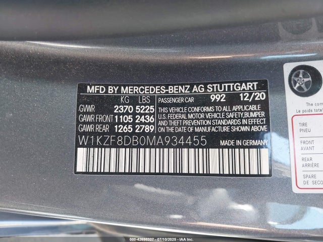 W1KZF8DB0MA934455 Mercedes-Benz m264