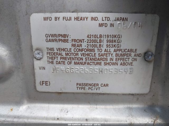 2005 SAAB 9-2X JF4GG22635H053543 Photo 8