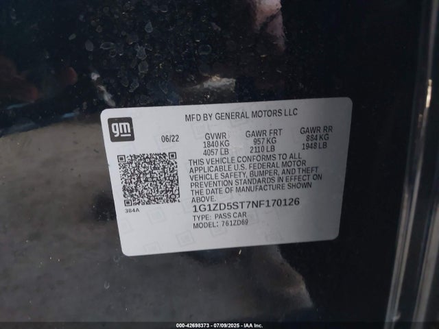 1G1ZD5ST7NF170126 Chevrolet lfv - direct injection, variable valve timing, gen 1 gmna