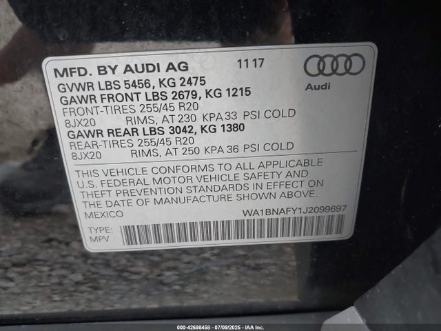 2018 AUDI Q5 WA1BNAFY1J2099697 Photo 8