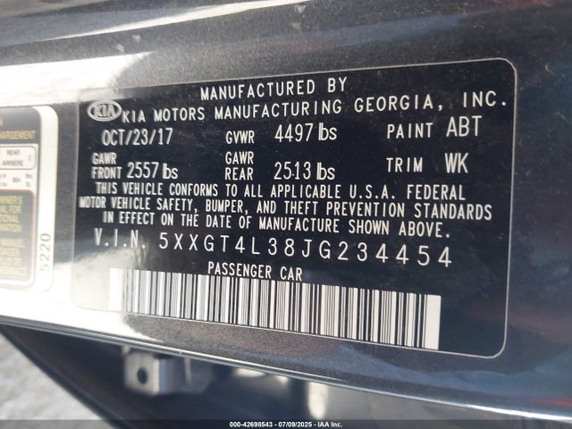 5XXGT4L38JG234454 KIA gdi