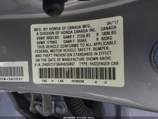 2HGFC1F34HH650497 Honda l15b7