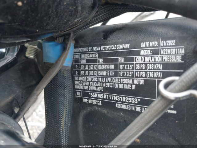 2022 INDIAN MOTORCYCLE CO. SCOUT 56KMSB117N3182553 Photo 9