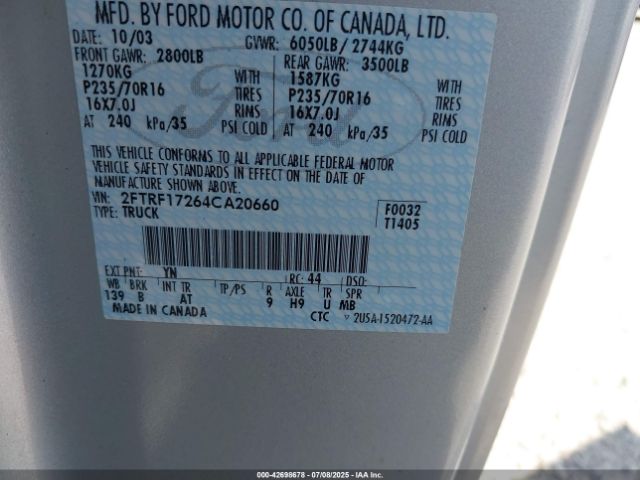 2004 FORD F-150 HERITAGE 2FTRF17264CA20660 Photo 8