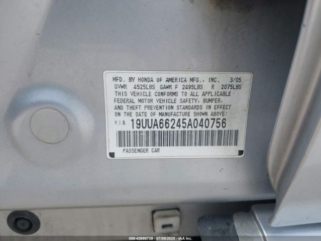 2005 ACURA TL 19UUA66245A040756 Photo 8