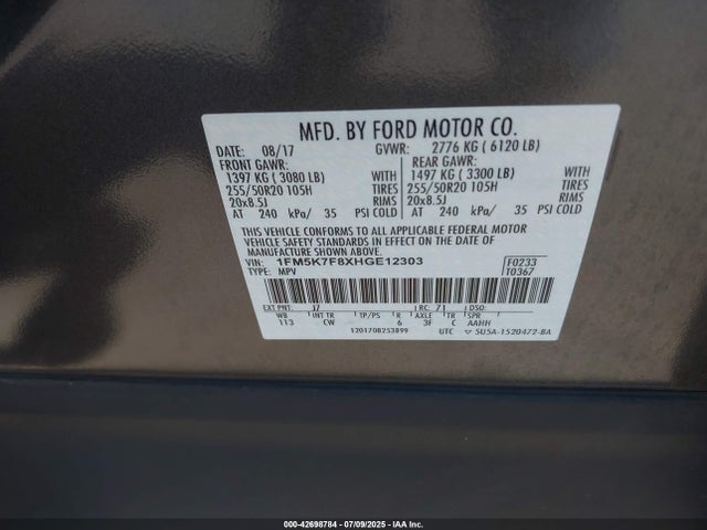 1FM5K7F8XHGE12303 Ford 3.5l ti-vct