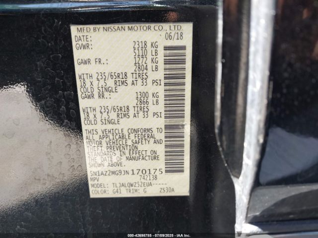 2018 NISSAN MURANO 5N1AZ2MG9JN170175 Photo 8