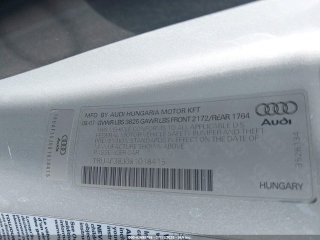 2008 AUDI TT TRUAF38J081018415 Photo 8