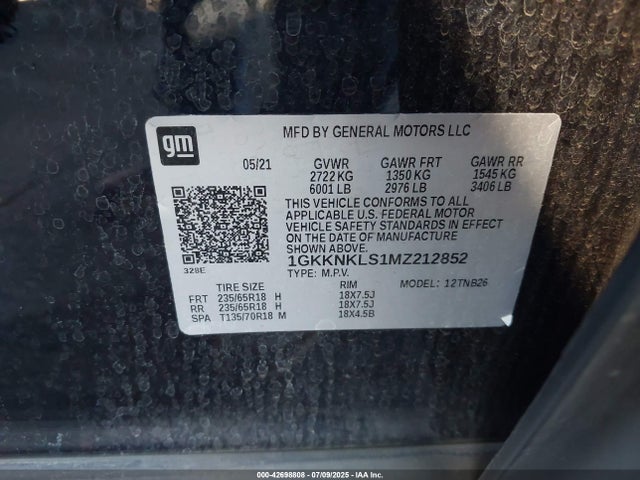 1GKKNKLS1MZ212852 GMC lgx