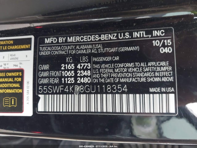 55SWF4KB8GU118354 Mercedes-Benz C-Class