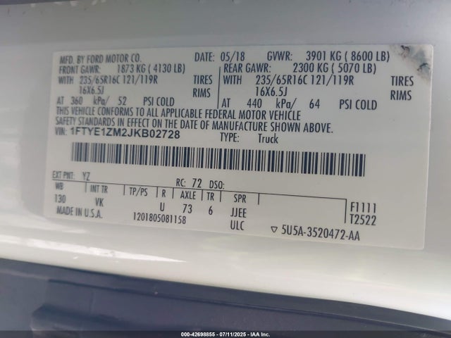 1FTYE1ZM2JKB02728 Ford 2018