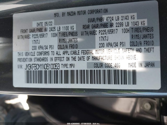 Mazda py cylinder deactiviation 2022 JM3KFBCM1N0610053 Image 9