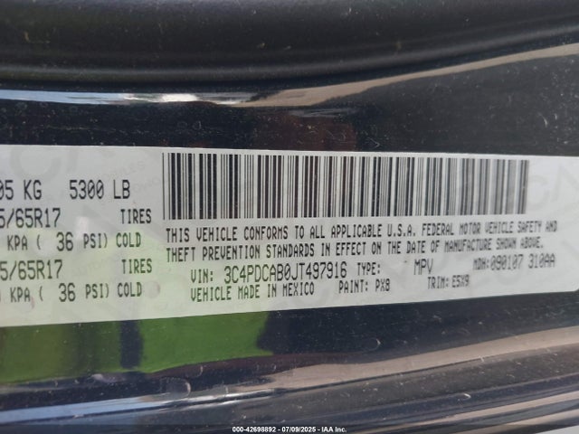 Dodge Journey 2018 3C4PDCAB0JT497916 Image 9
