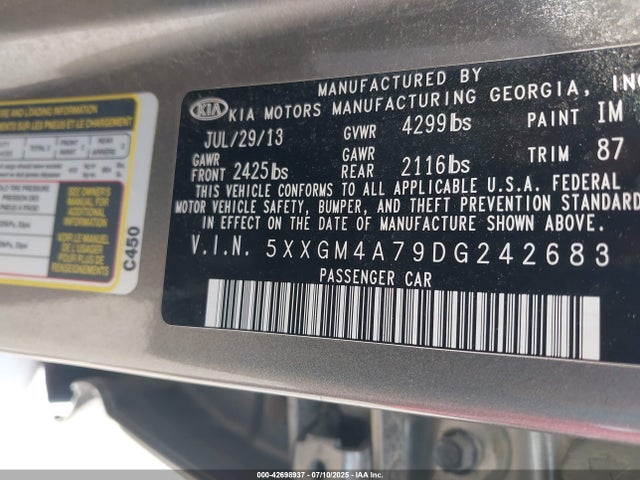 Aukcja sprzedaży 2013 Kia Optima Lx, vin: 5XXGM4A79DG242683, numer aukcji: 42698937