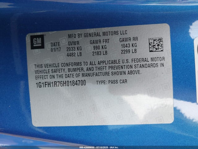 1G1FH1R76H0184700 Chevrolet lt1 - di: direct injection, afm, vvt: variable valve timing, ho: high output, alum