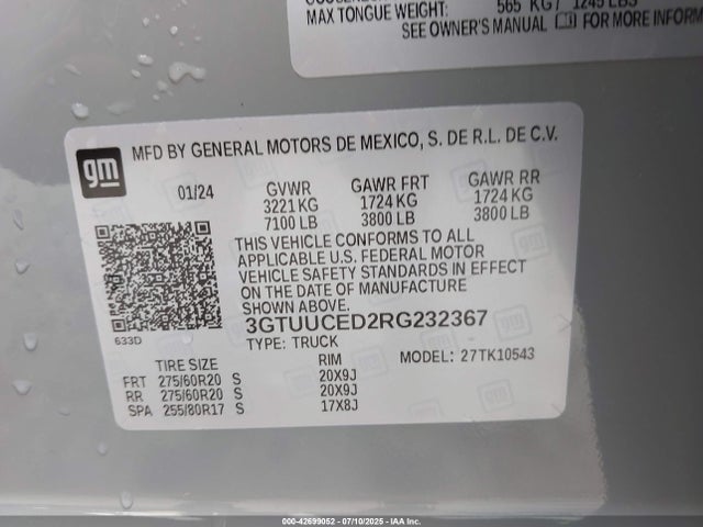 3GTUUCED2RG232367 GMC l84