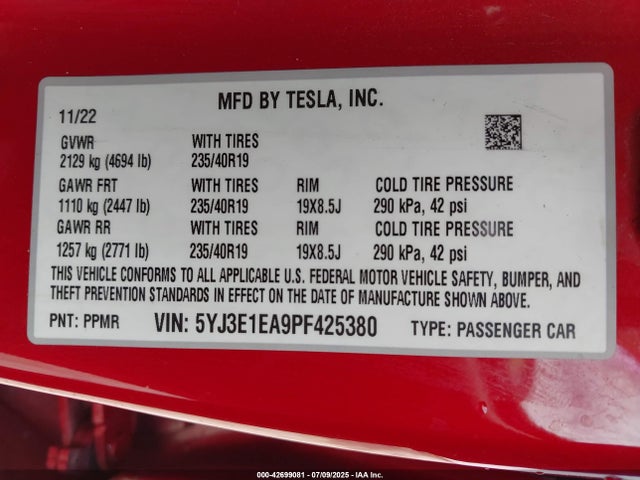 2023 TESLA MODEL 3 5YJ3E1EA9PF425380 Photo 8