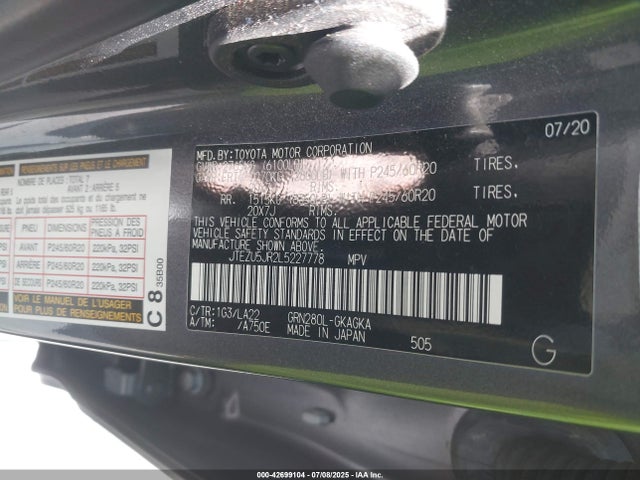 JTEZU5JR2L5227778 Toyota 1gr-fe