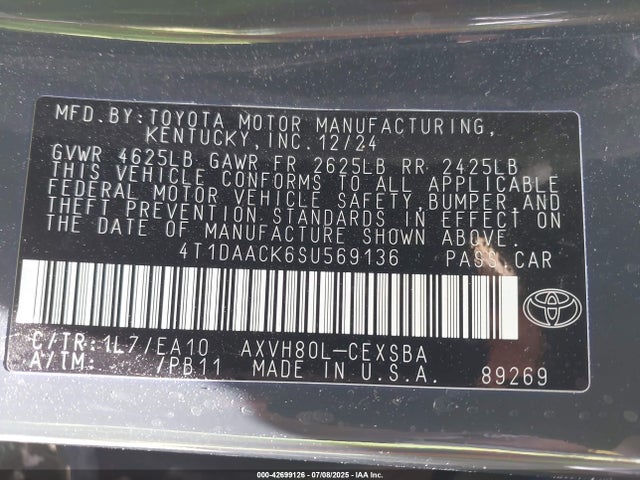 Toyota a25a-fxs 2025 4T1DAACK6SU569136 Image 40