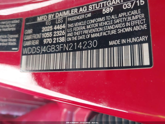 WDDSJ4GB3FN214230 Mercedes-Benz 2015