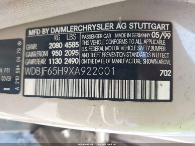 1999 MERCEDES-BENZ E 320 WDBJF65H9XA922001 Photo 8