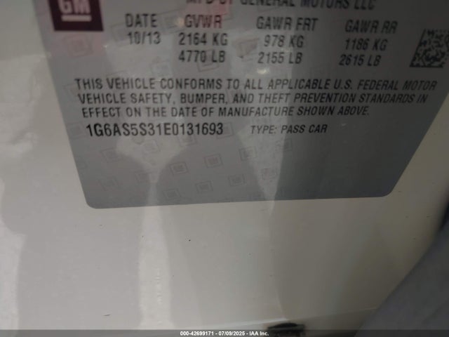 1G6AS5S31E0131693 Cadillac lfx