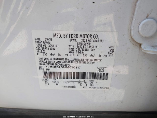 Ford Police Interceptor 2021 1FM5K8AB9MGC00317 Image 9