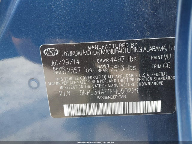 5NPE34AF1FH050229 Hyundai dohc gdi theta-ii