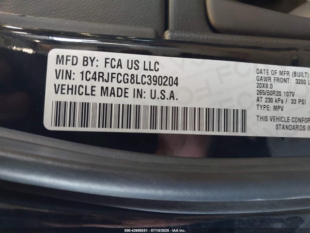 1C4RJFCG8LC390204 Jeep 2020